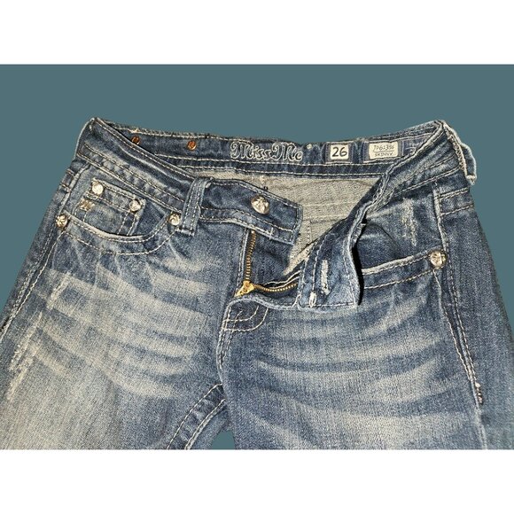 Miss Me Skinny Whiskering Stretch Back Pocket Cross Jeans Women Size 26W x 32L - Picture 9 of 13